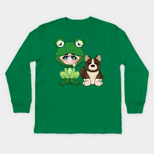 Frog Fiona and Plush Hewie Kids Long Sleeve T-Shirt